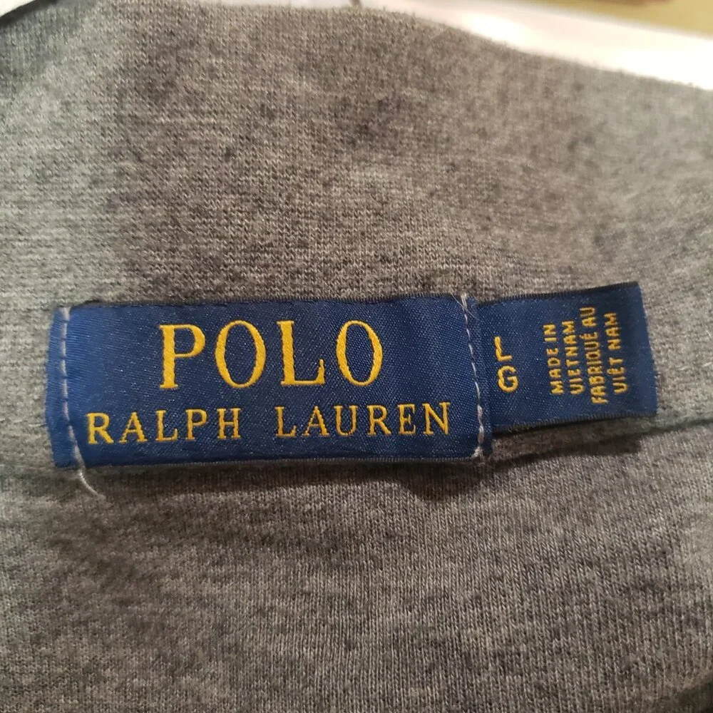 Polo Ralph Lauren Men's 1/4 Zip Pullover Long Sleeve Shirt Gray‎ Size Large